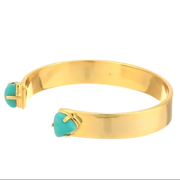 jules smith // turquoise and gold cuff bracelet - Picture 5 of 6